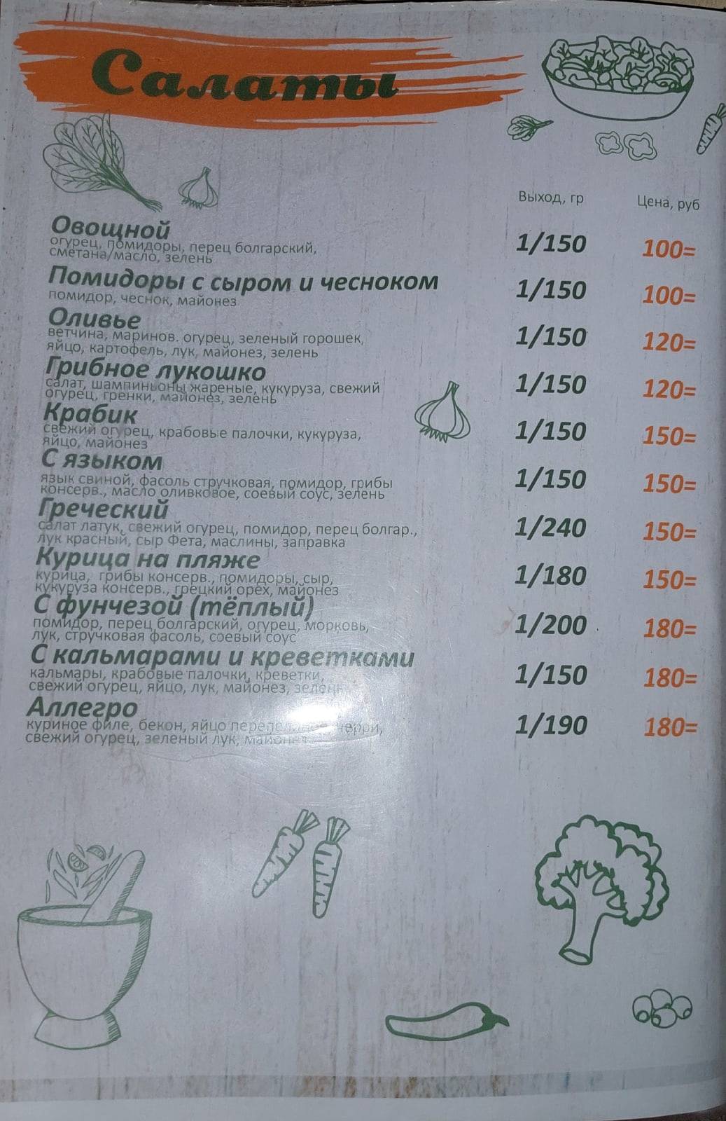 Эллада меню