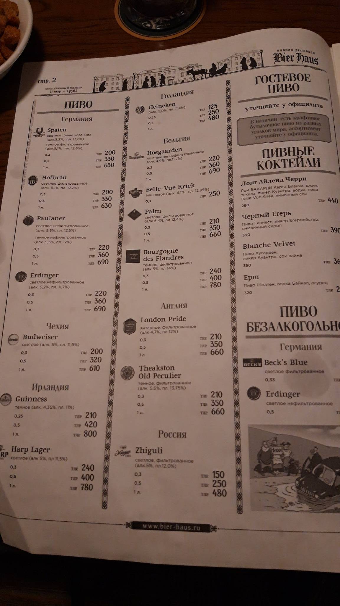 Bier Haus меню