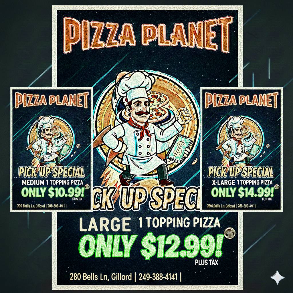 Pizza Planet меню