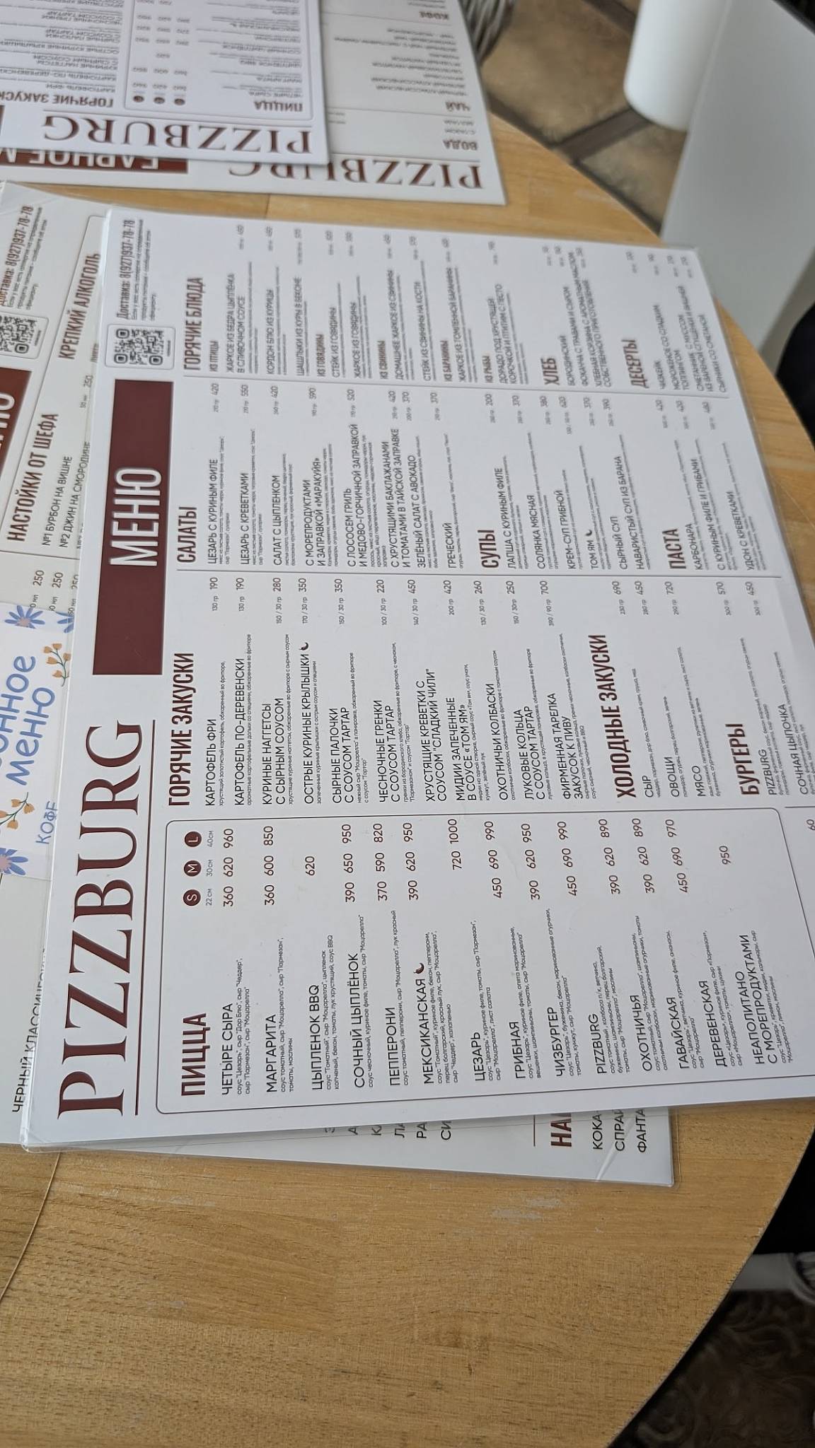 Пиццерия PizzBurg меню