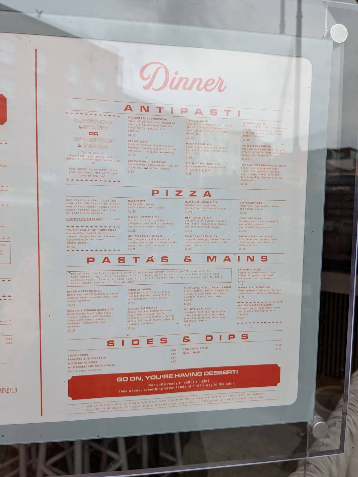 Proof Trattoria меню