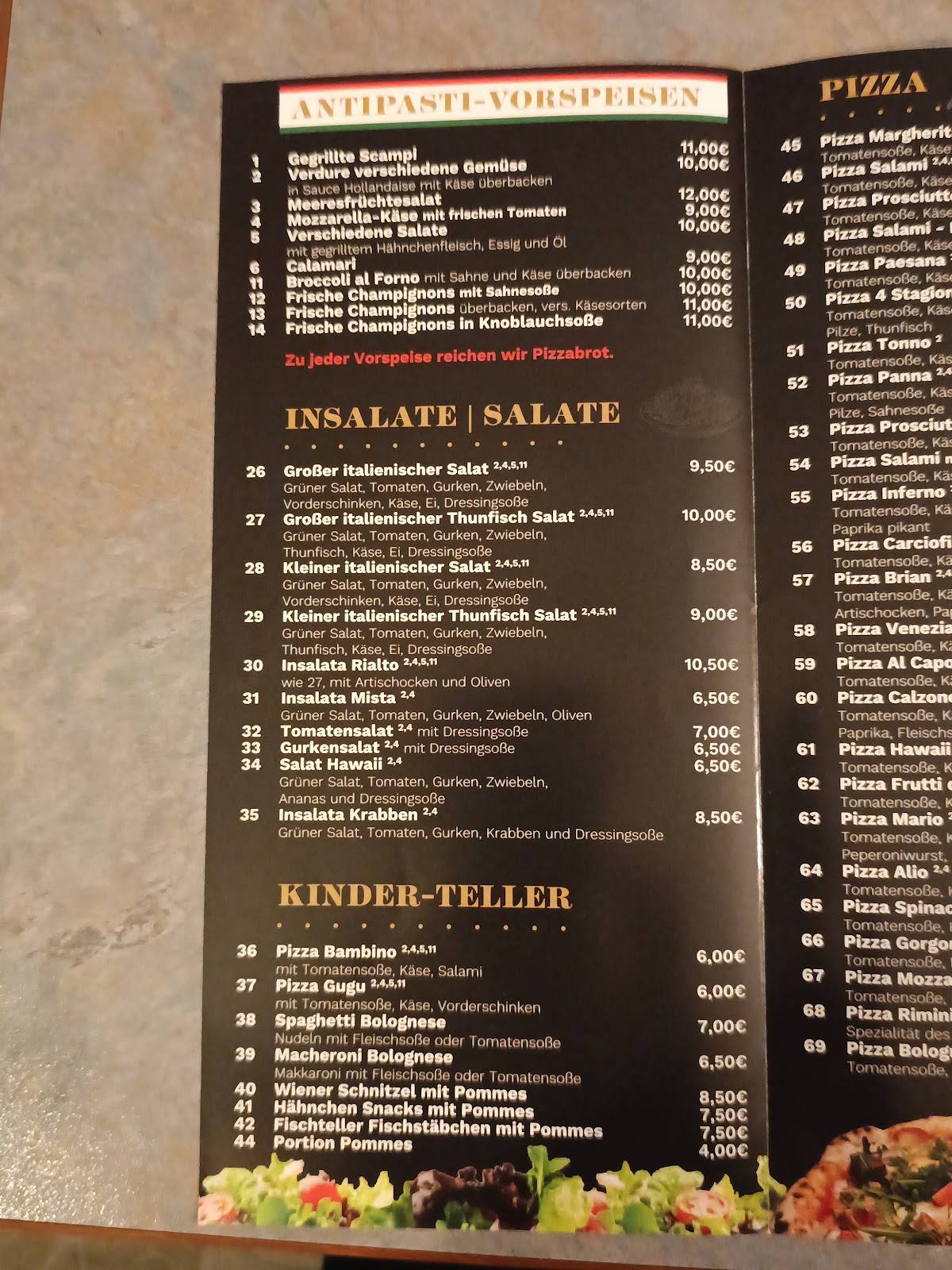 Pizzeria Rimini меню