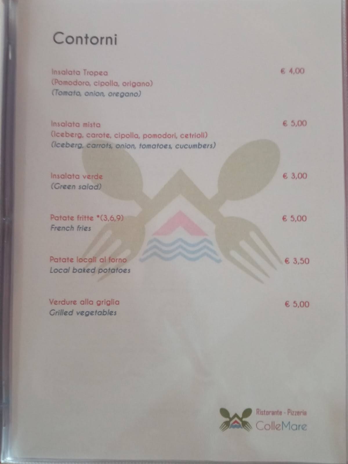 Ristorante Collemare меню