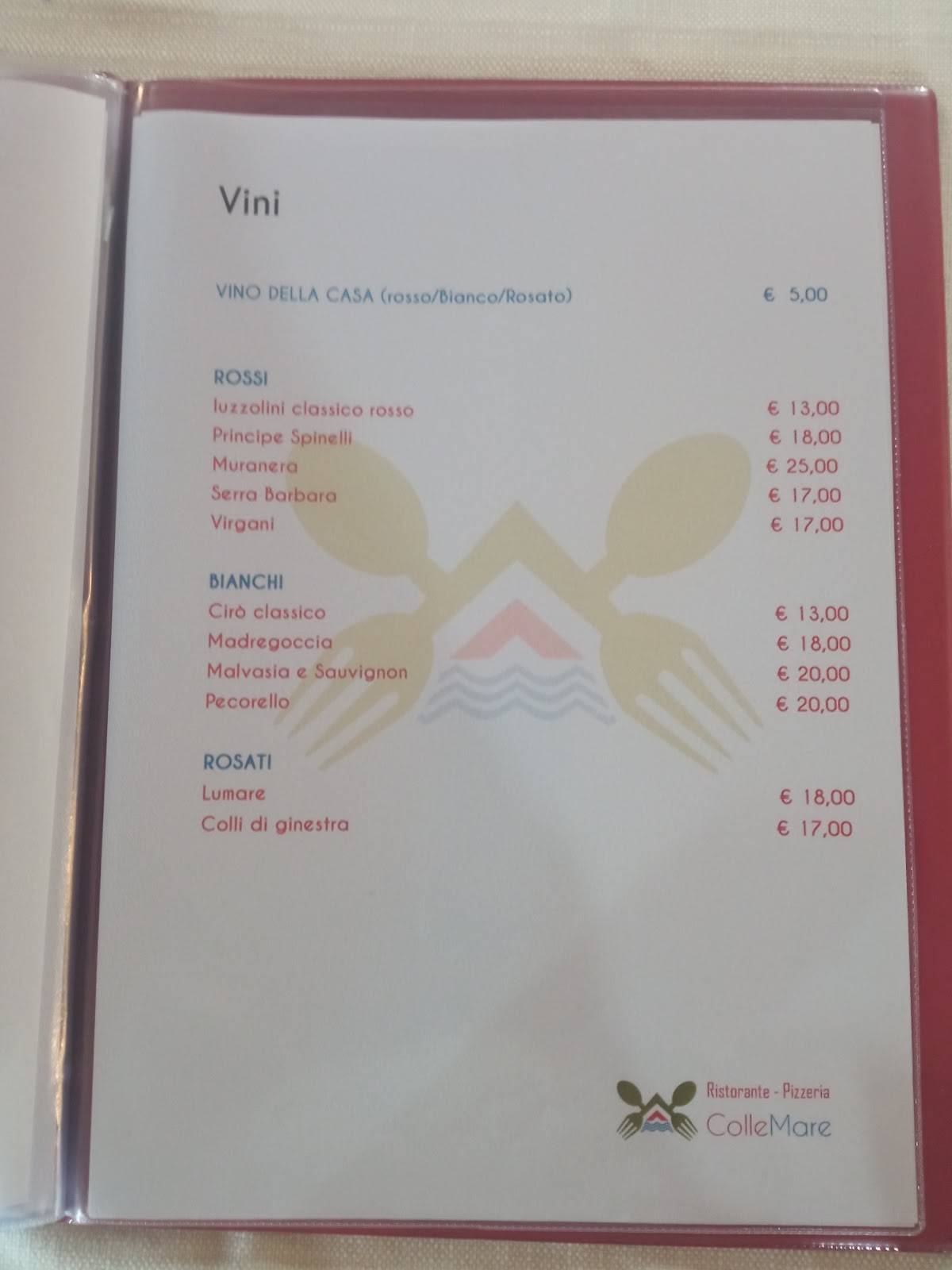 Ristorante Collemare меню