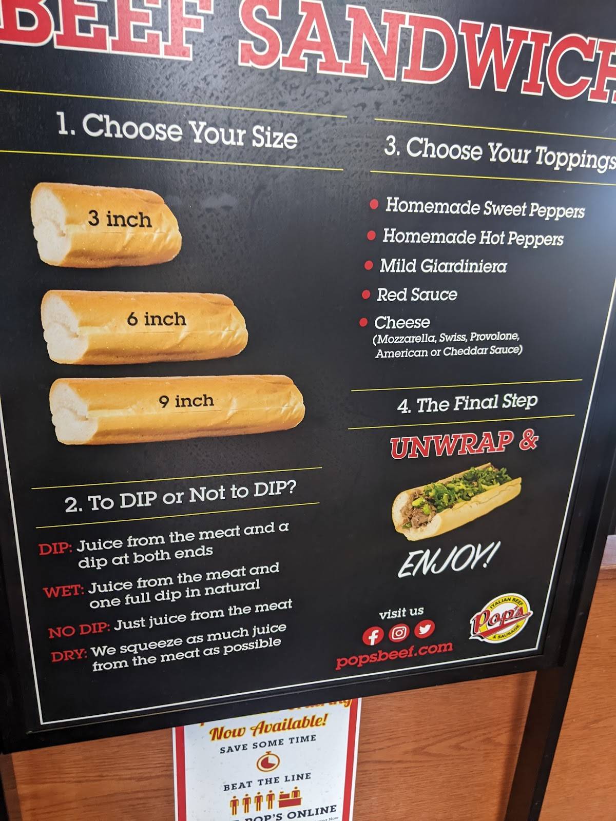 Pop's Italian Beef & Sausage меню