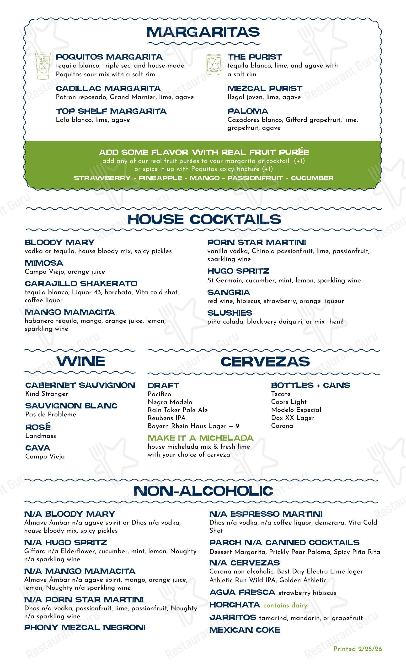 Poquitos Capitol Hill в Сиэтле - Dinner Menu