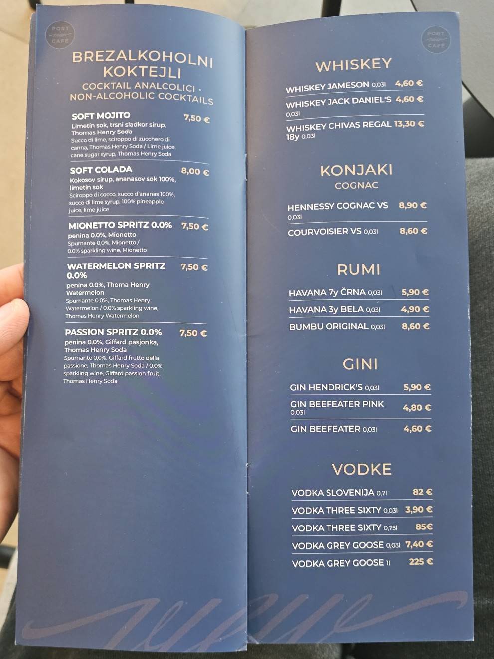 Port View Cafe меню