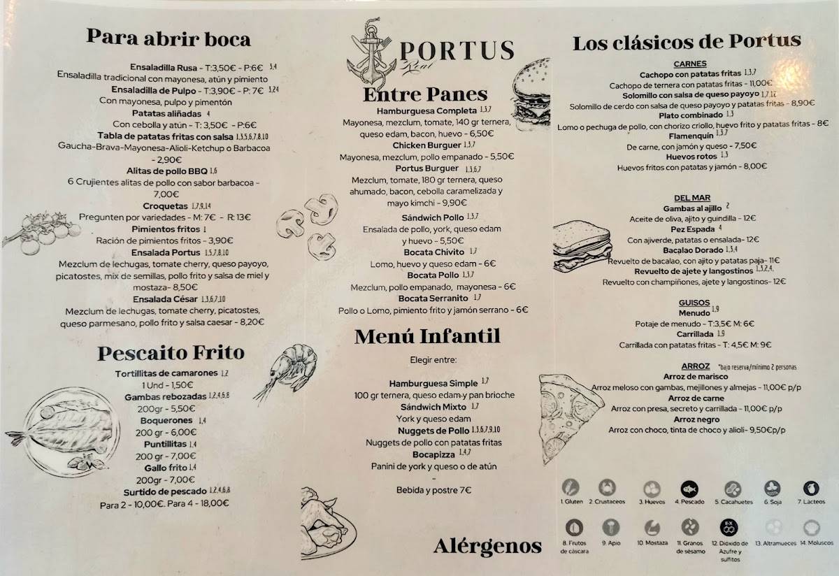 Portus Real меню