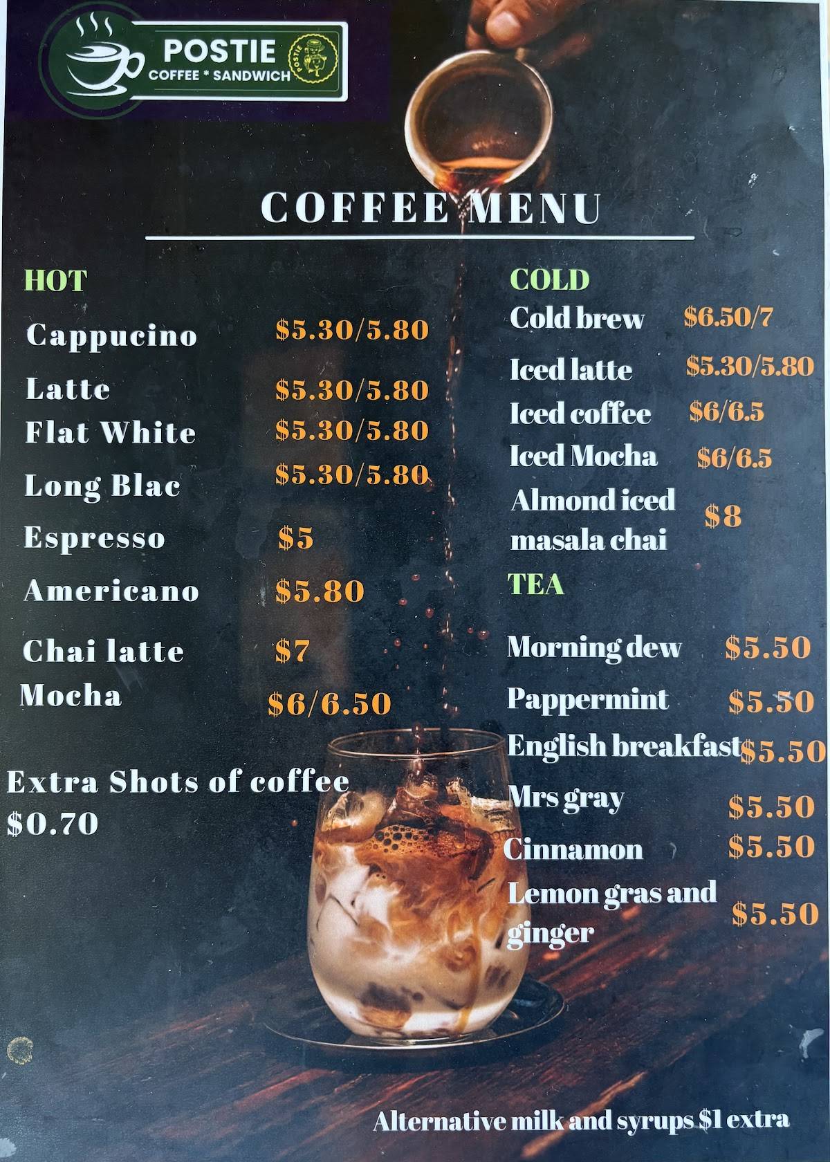 Postie Coffee меню