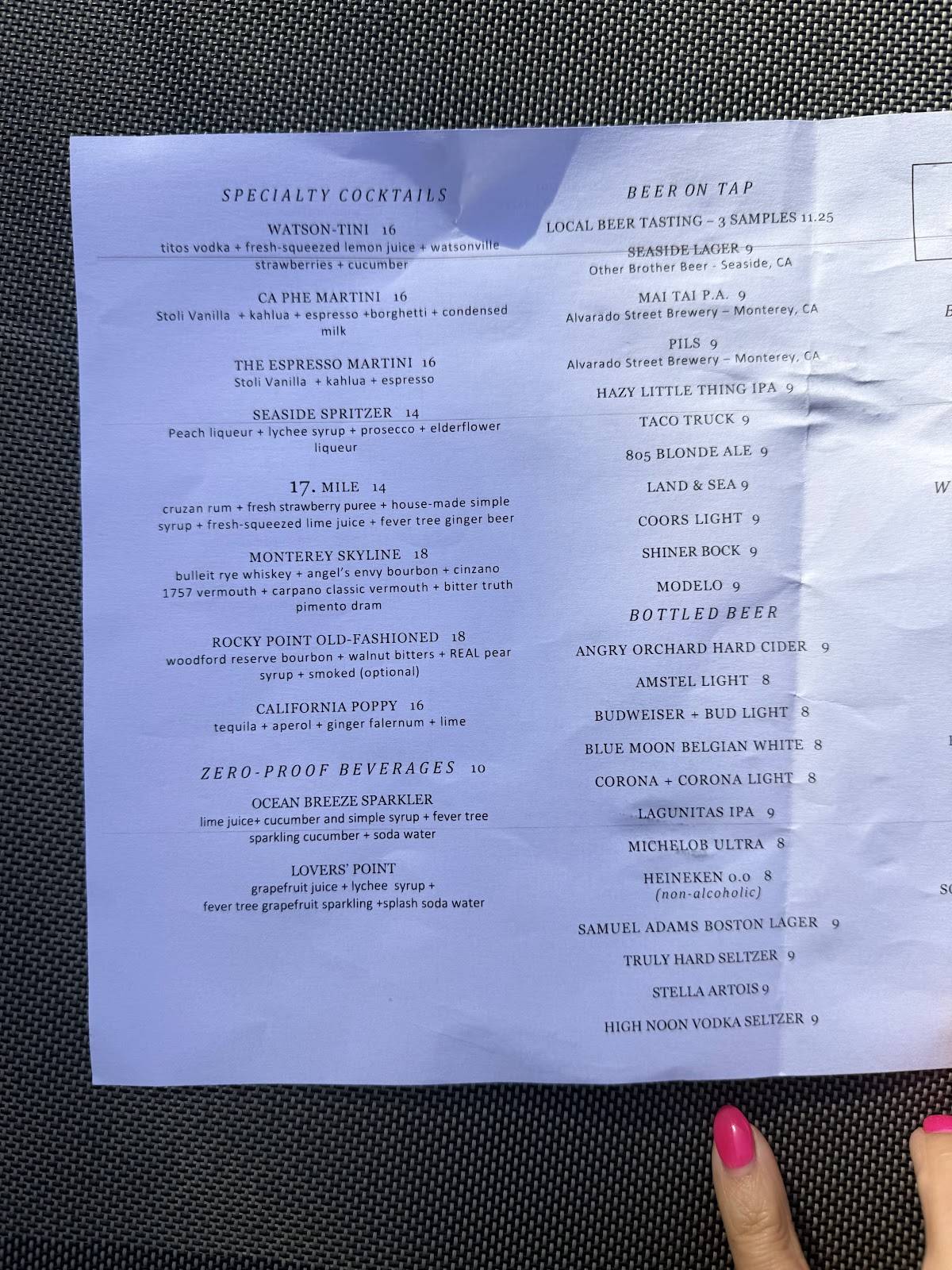 Fin + Field Restaurant and Bar меню