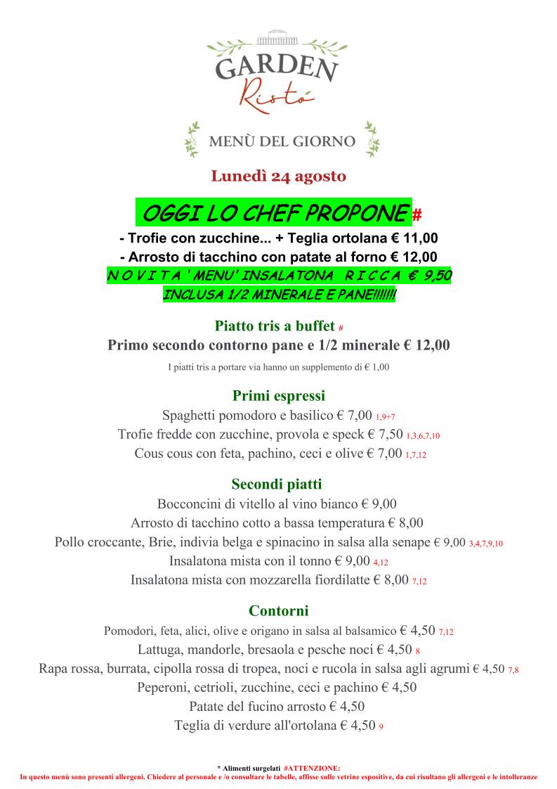 Garden Ristò EUR меню