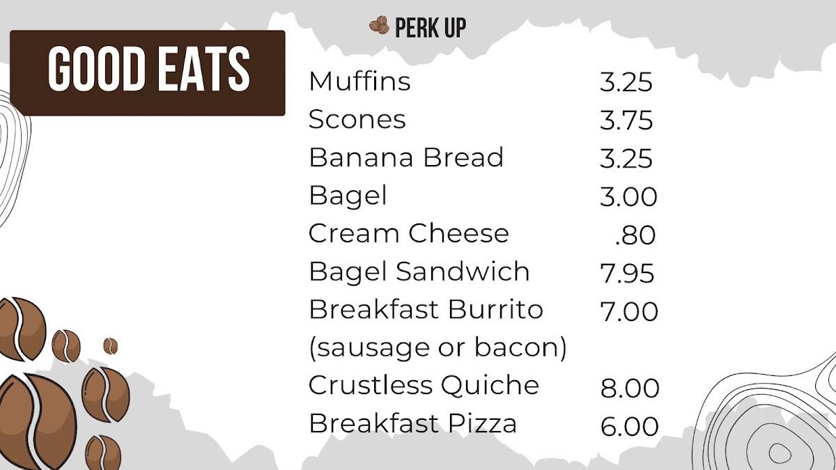 Perk Up Java Shop меню