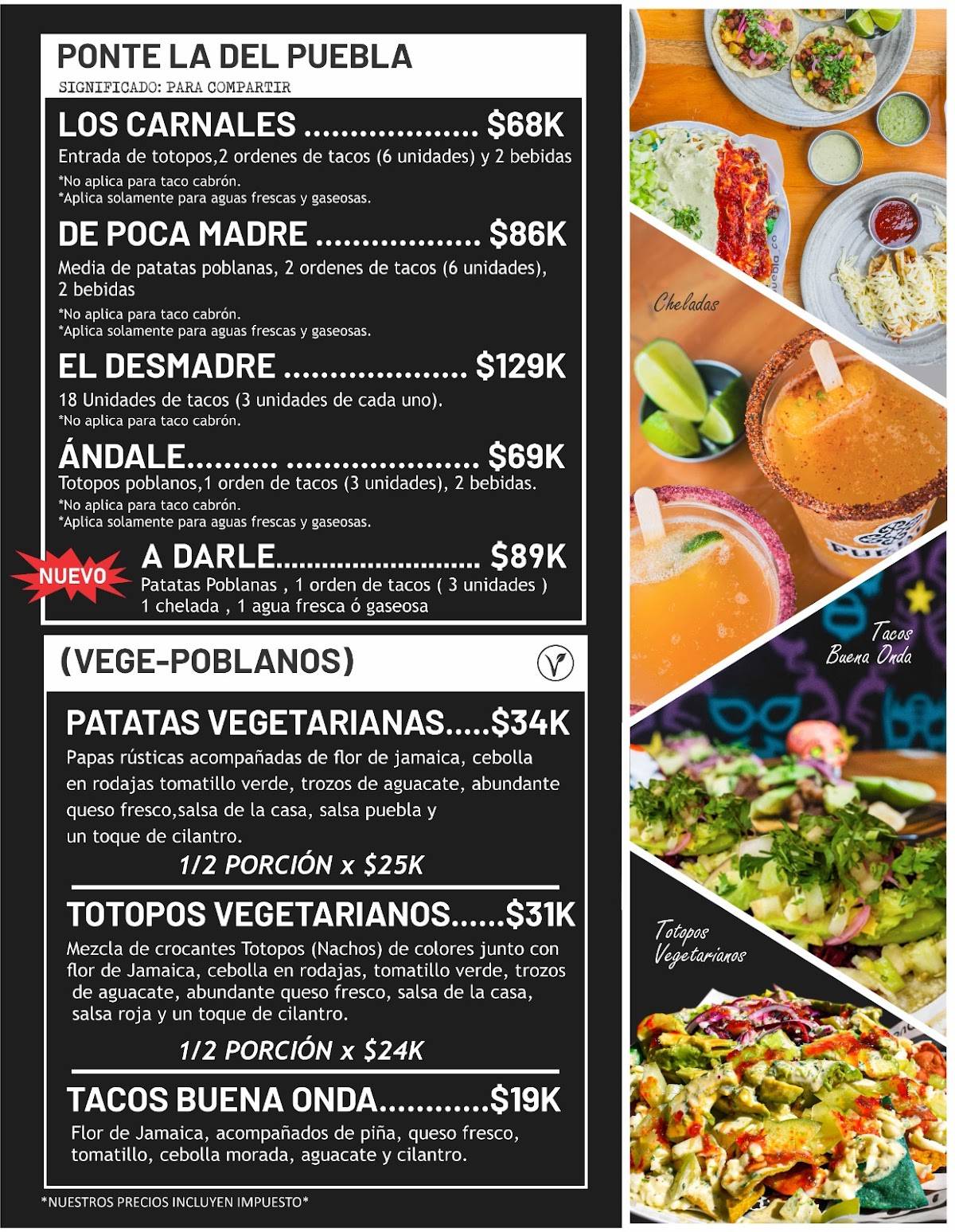 Puebla меню