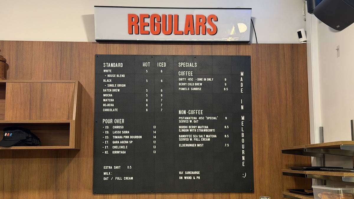 REGULARS меню