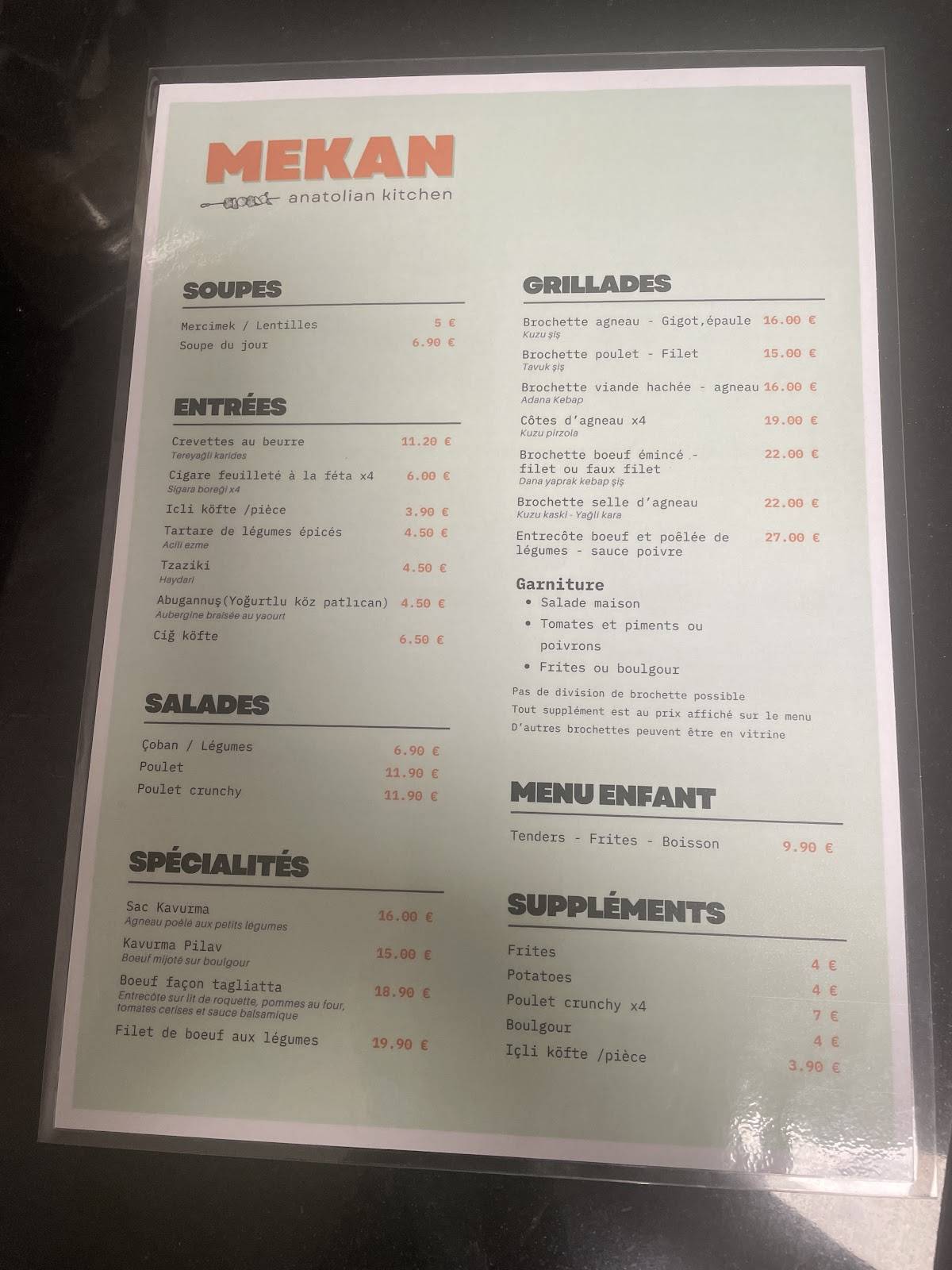 MEY’HANE RESTAURANT MEKAN меню