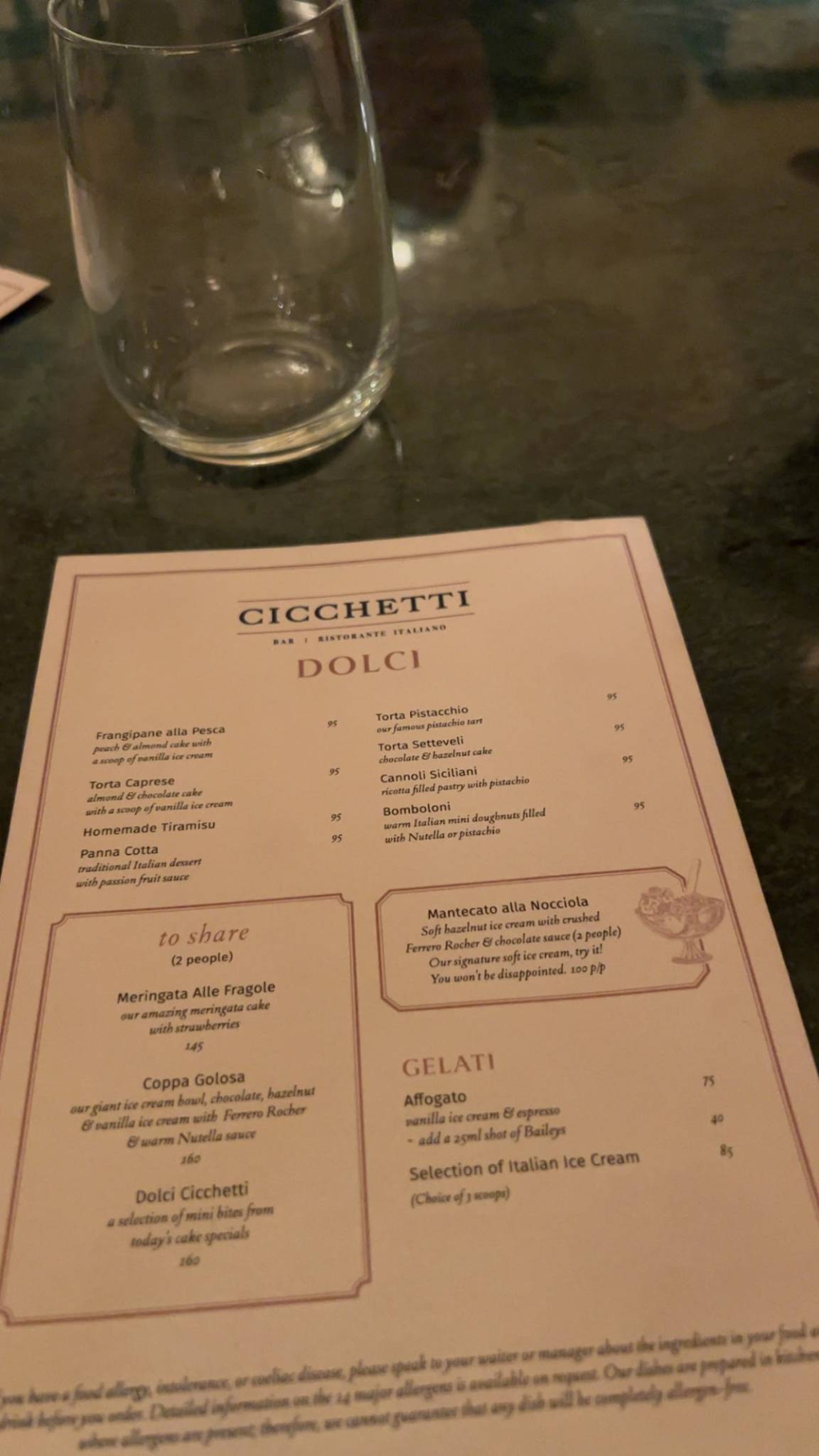 Cicchetti Rabat меню