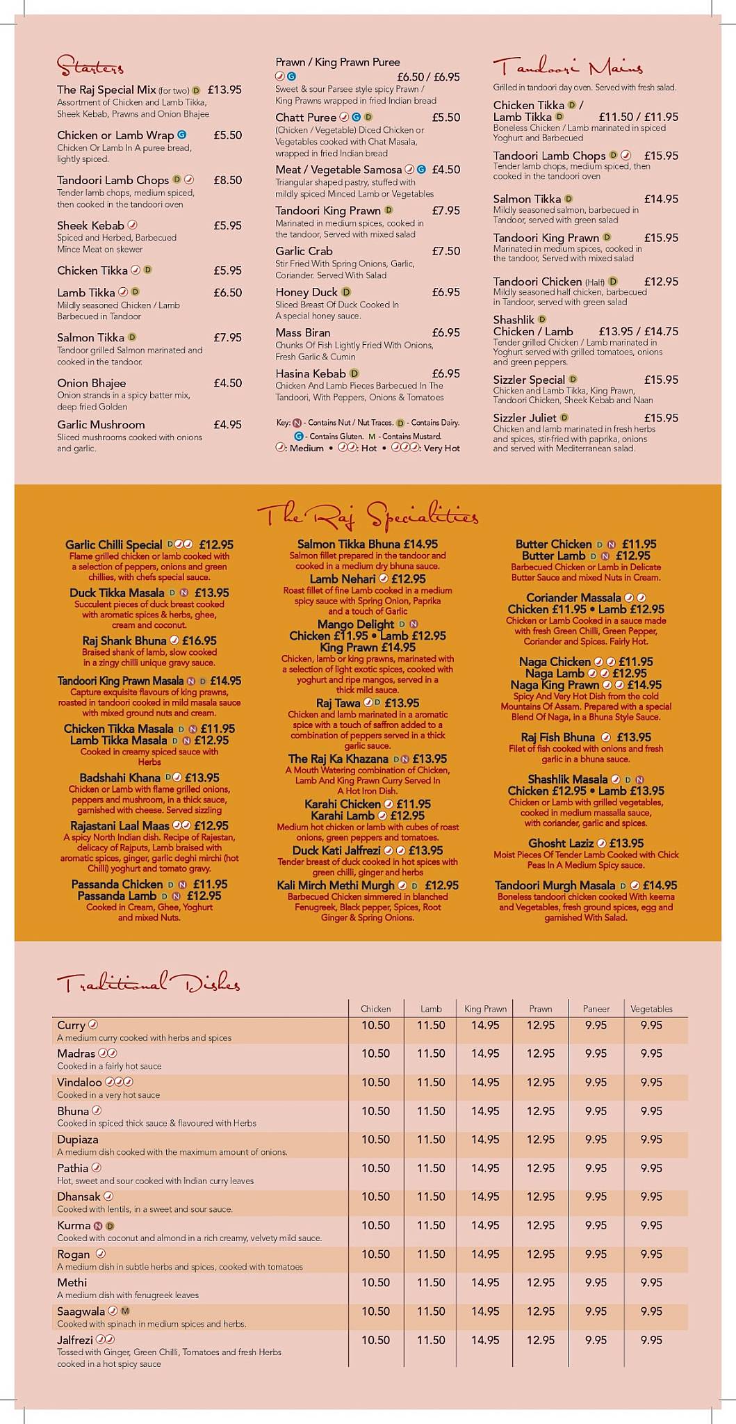 Raj Tandoori меню