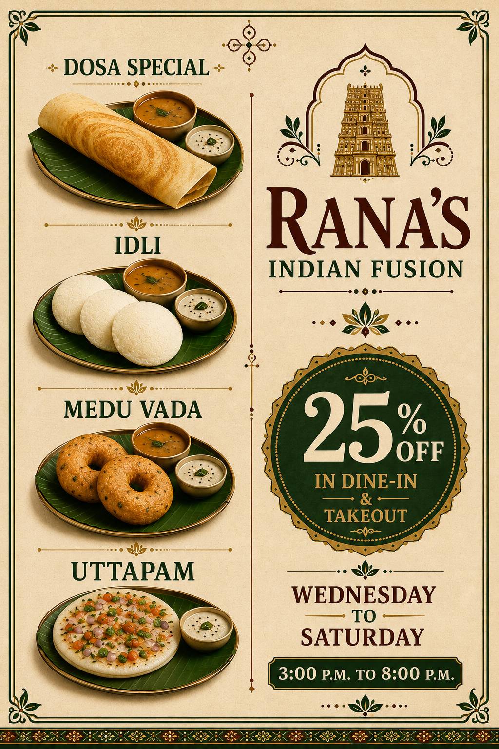 Rana's Indian Fusion Restaurant меню
