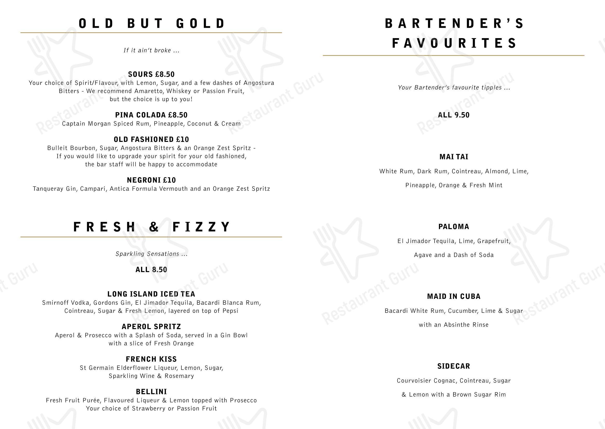 Меню паба и бара Relish Bar & Grill в Донкастере