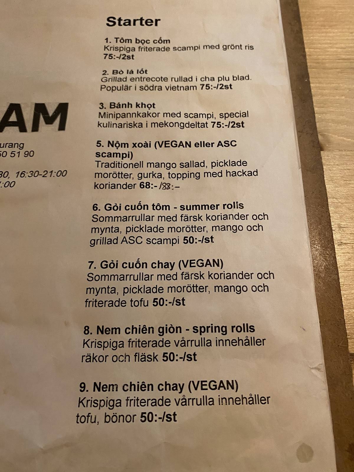 Restaurang Springrolls меню