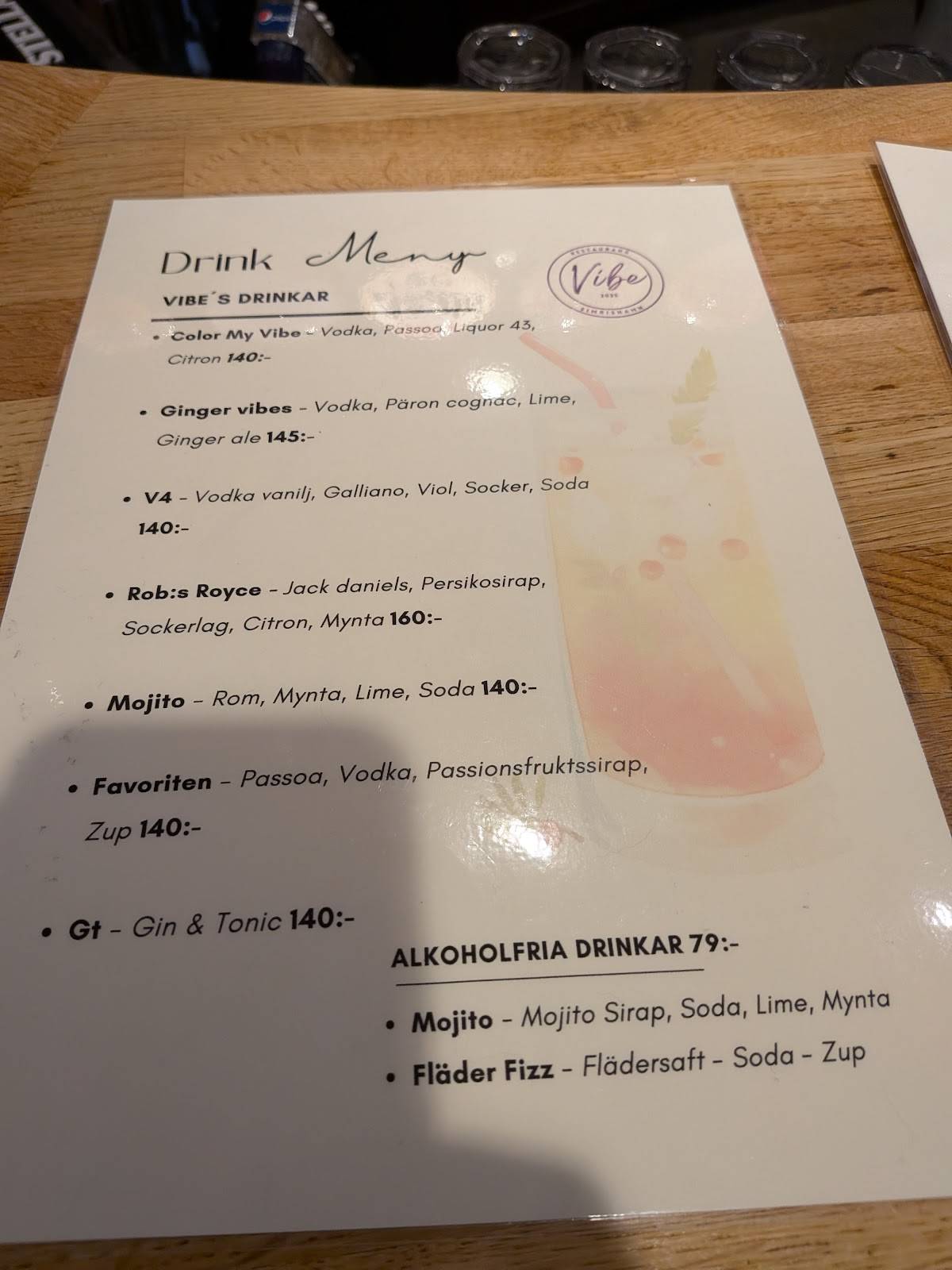 Restaurang Vibe меню