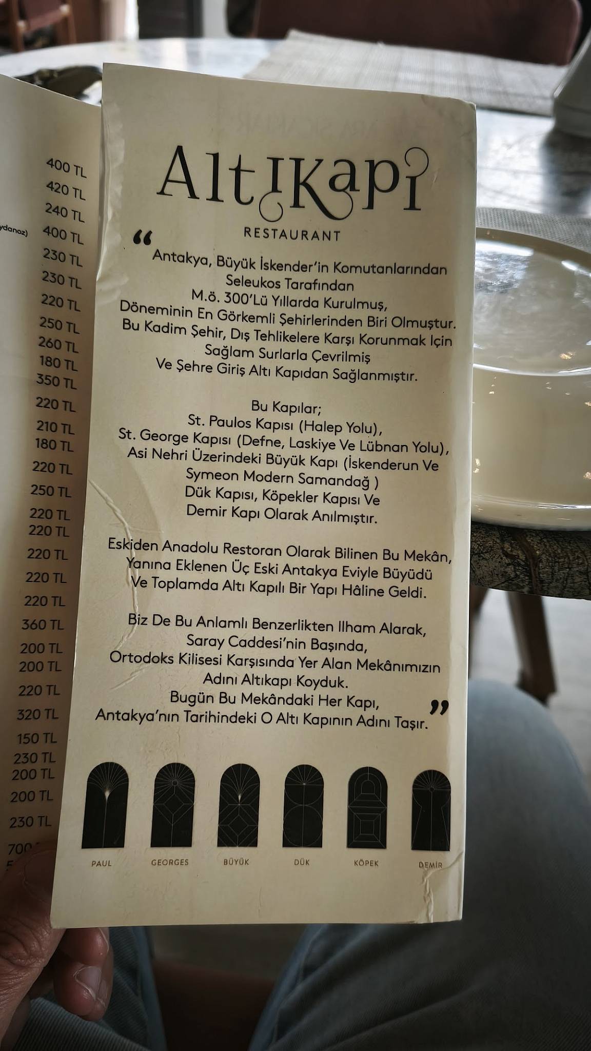 Altıkapı Antakya меню