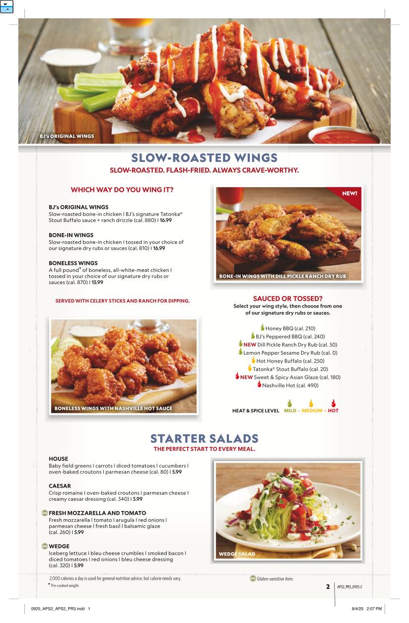 BJ's Restaurant & Brewhouse меню