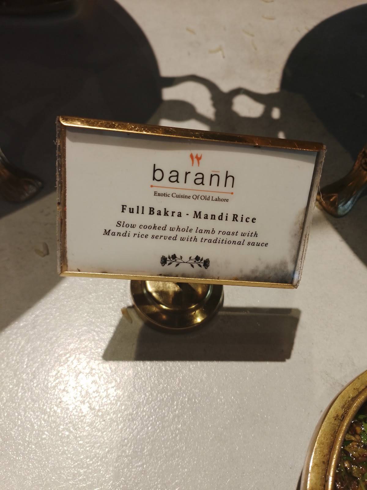 Baranh Raya меню