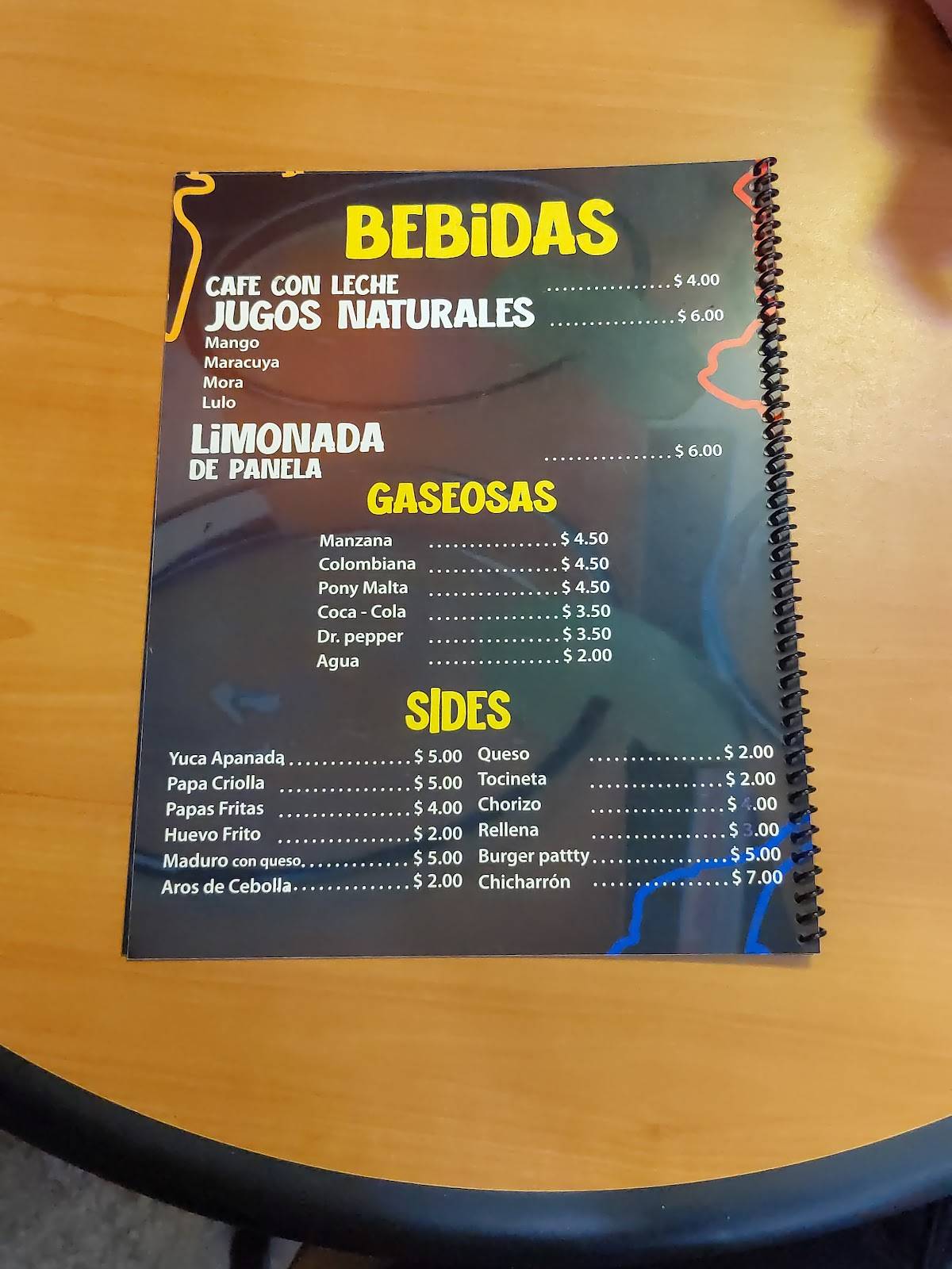 Colombian County меню