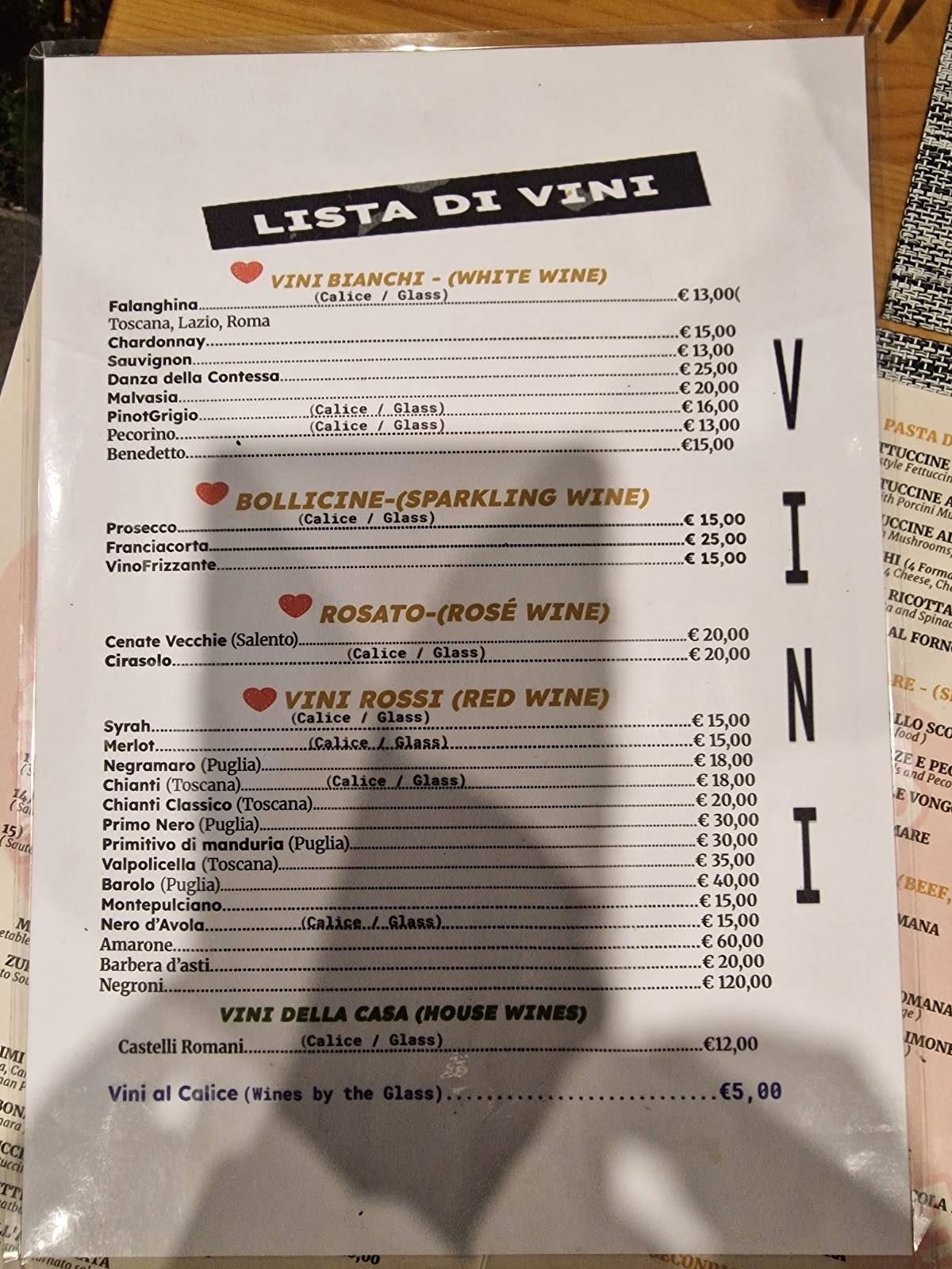 ER CORE DER PIGNETO меню