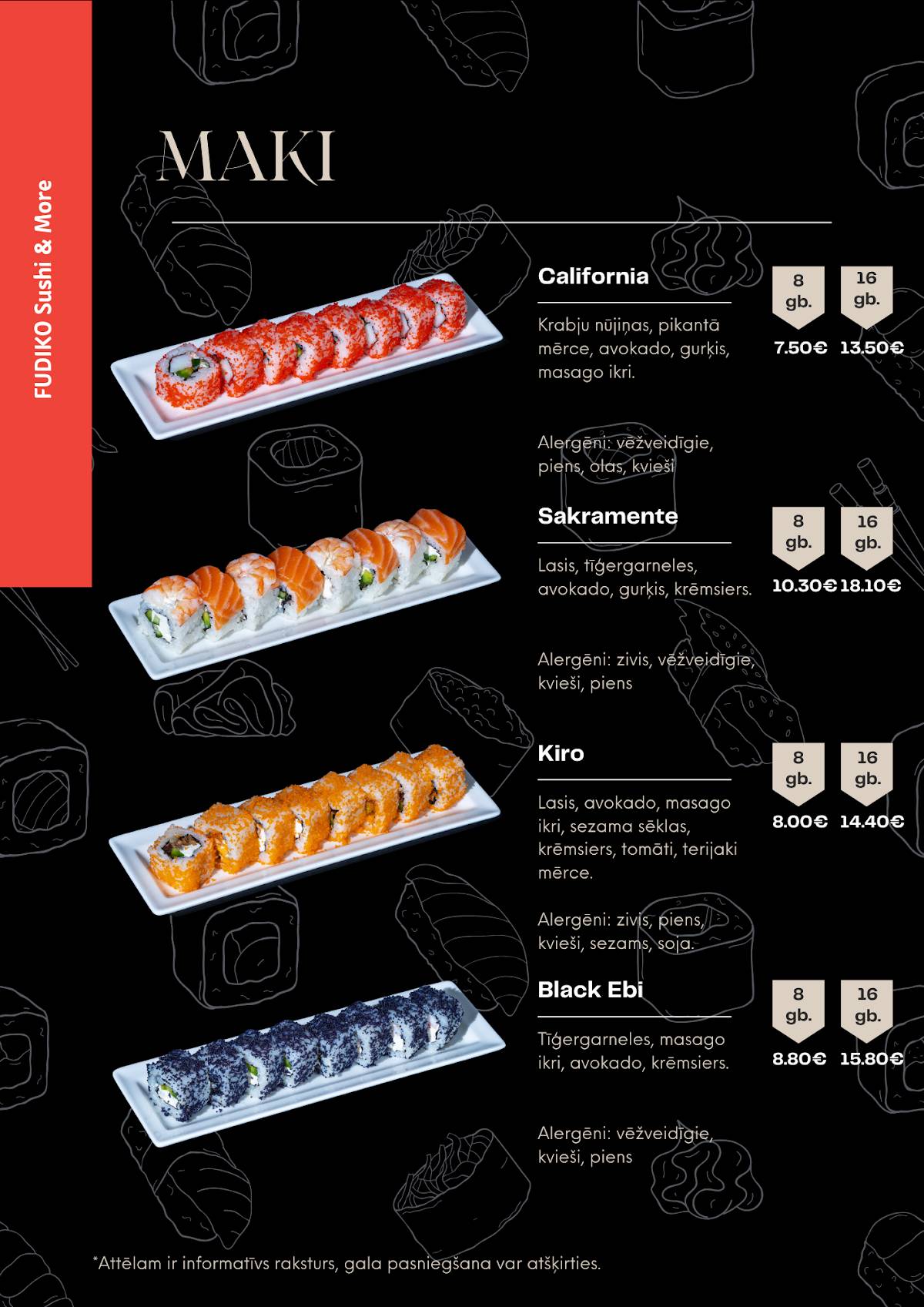 FUDIKO Sushi меню