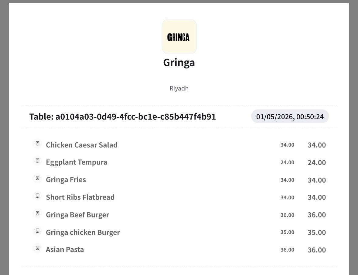 GRINGA قرنقا меню