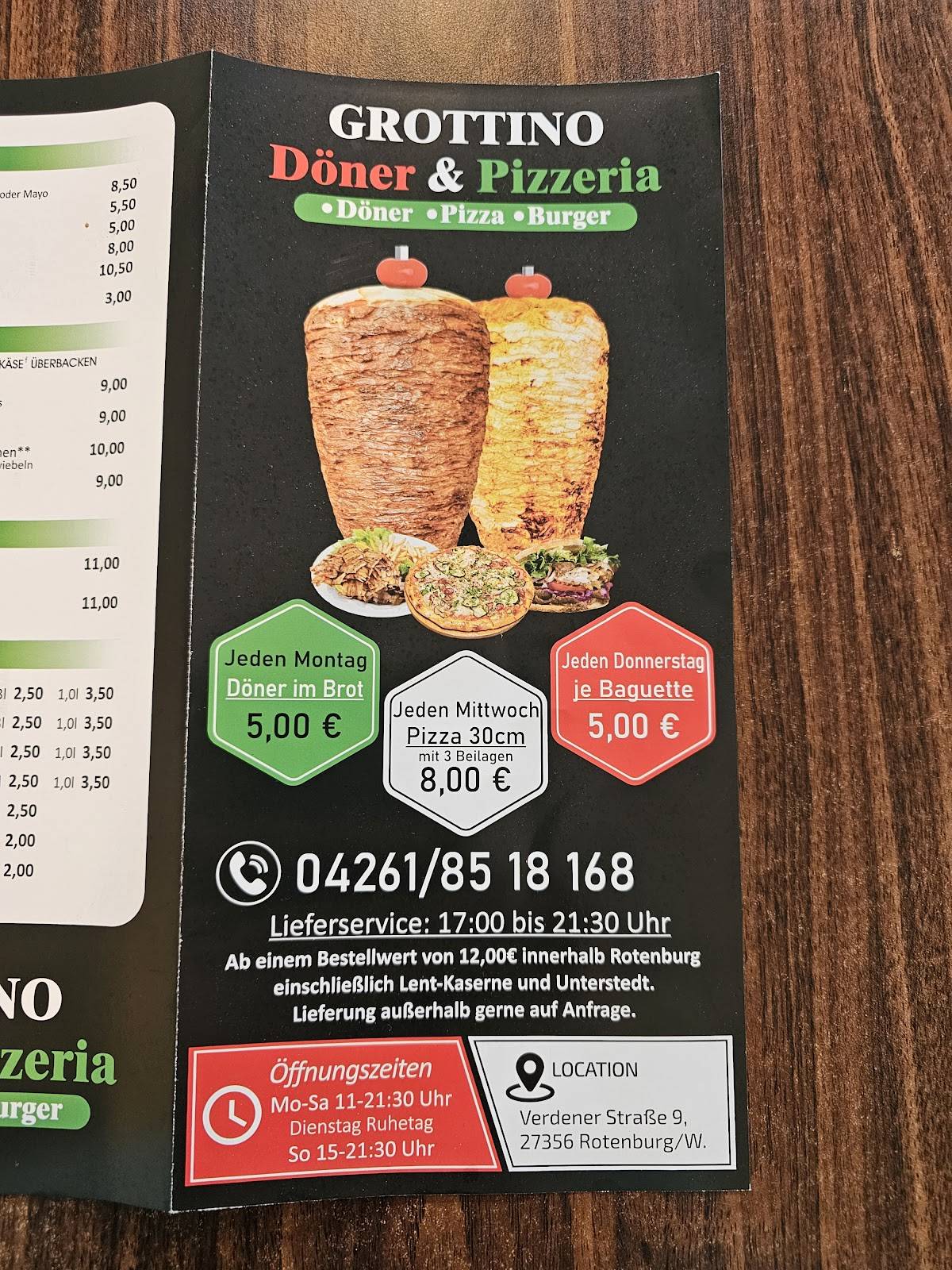 Grottino Döner & Pizza меню