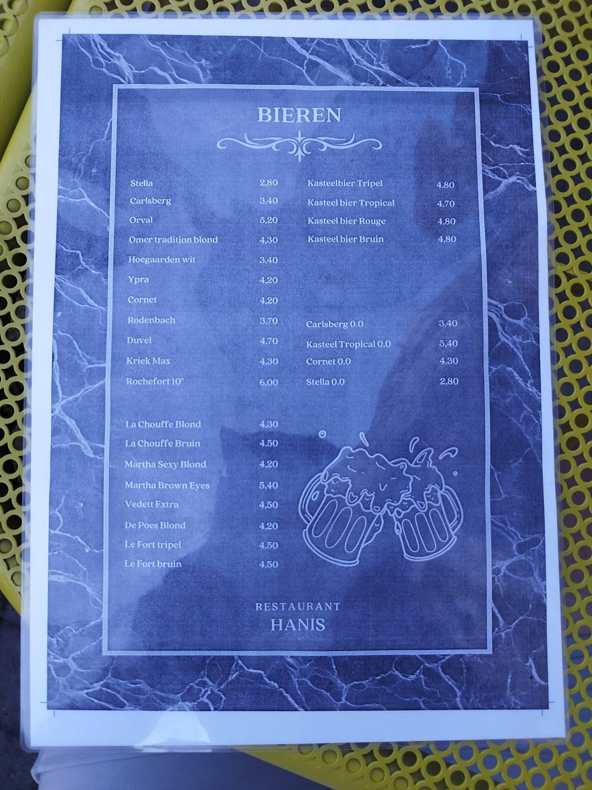 Restaurant Hanis меню