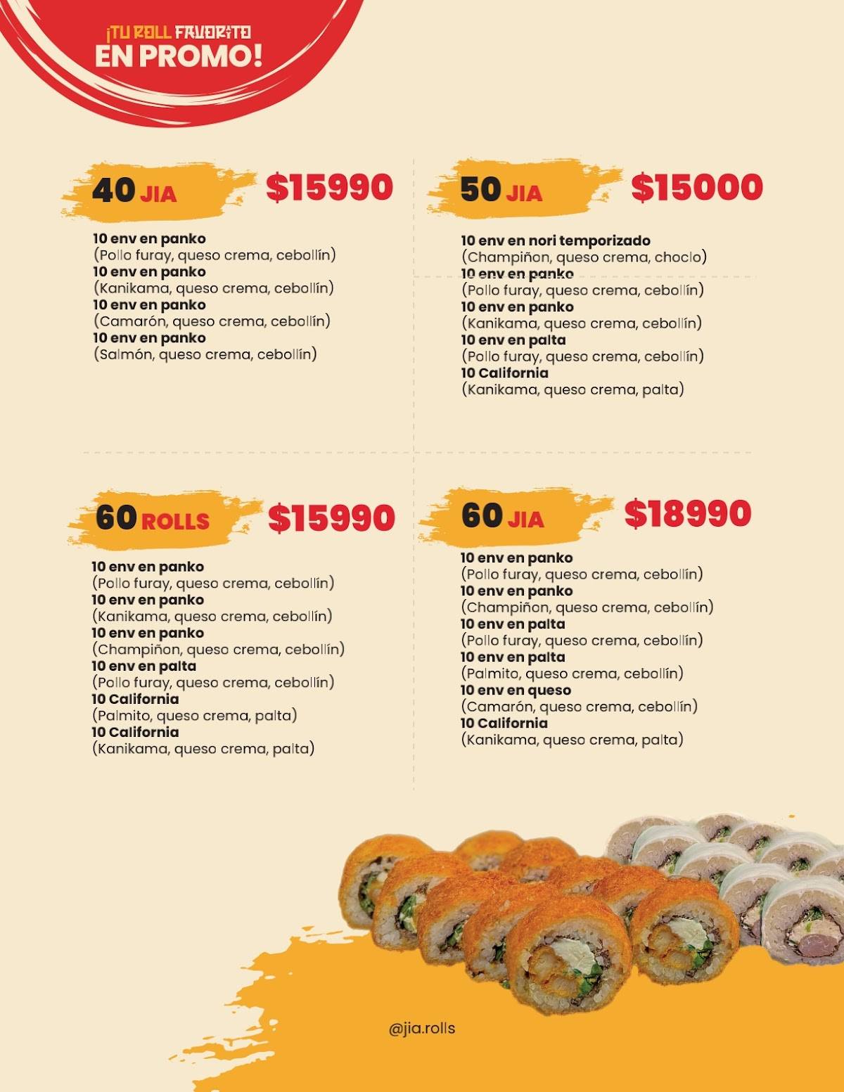 JIA ROLL´S меню