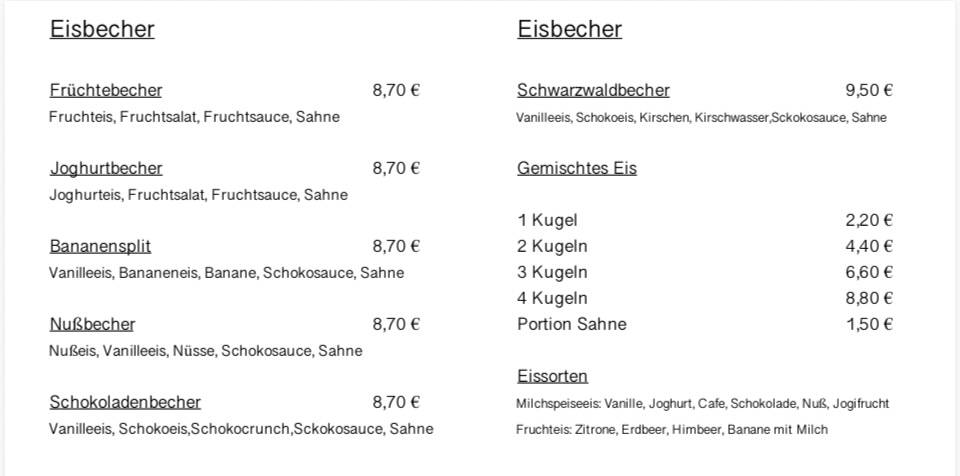 Konditorei Cafe Schädle меню