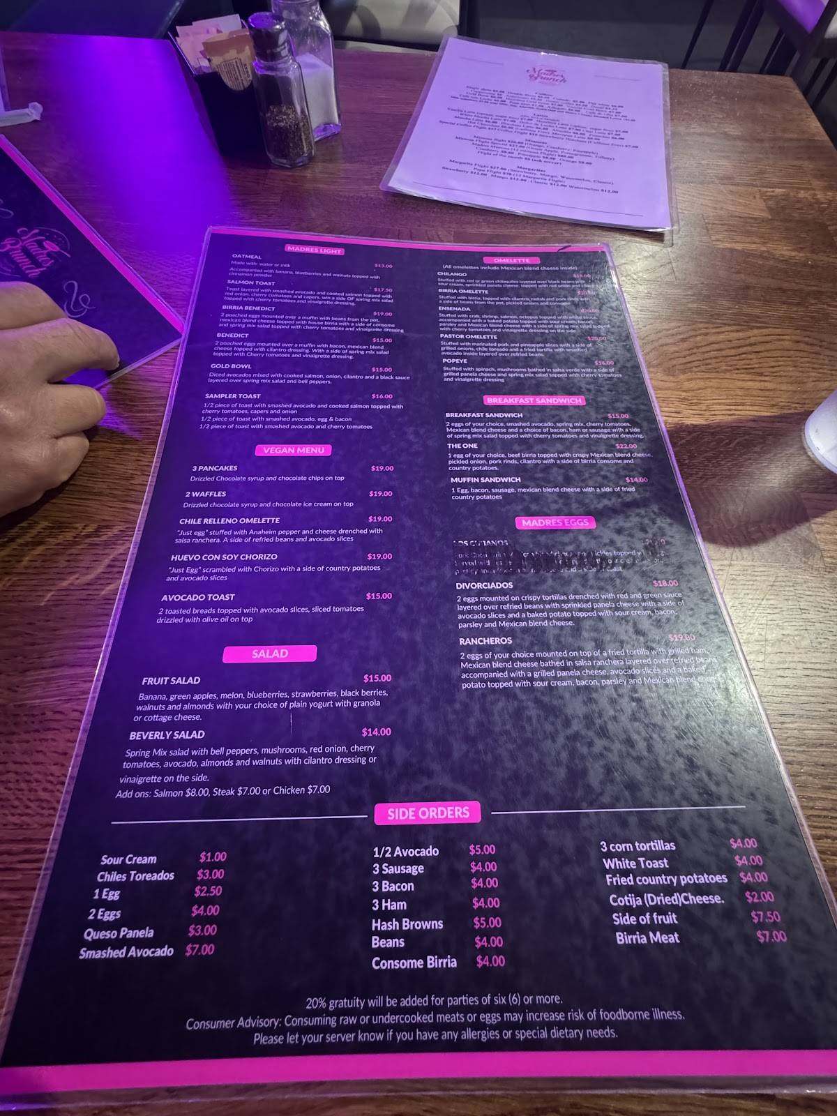 Madres Brunch меню