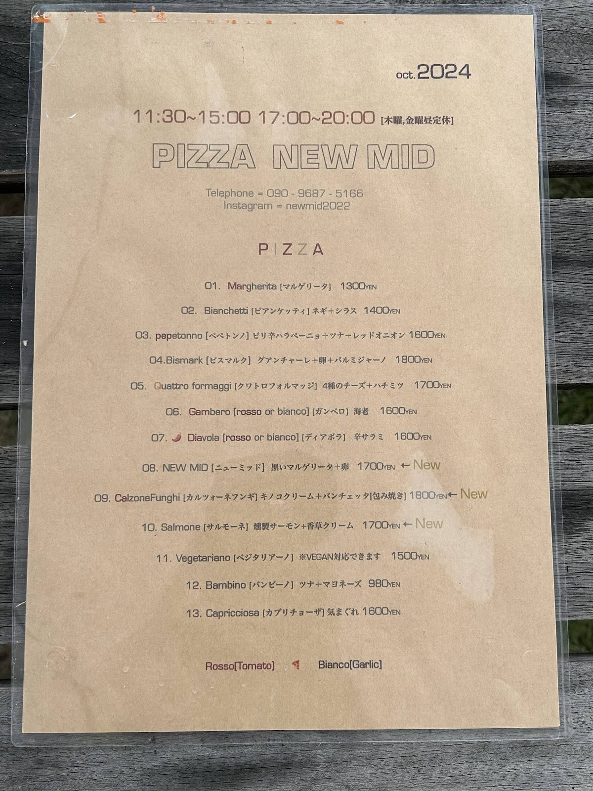 PIZZA NEW MID меню