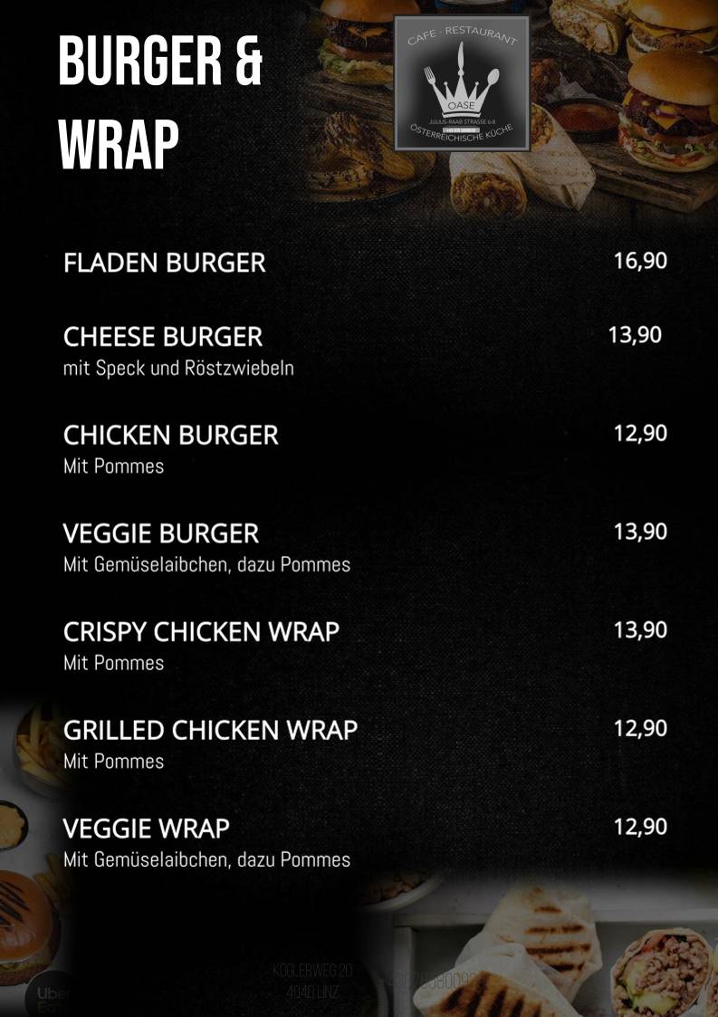 Restaurant OASE меню