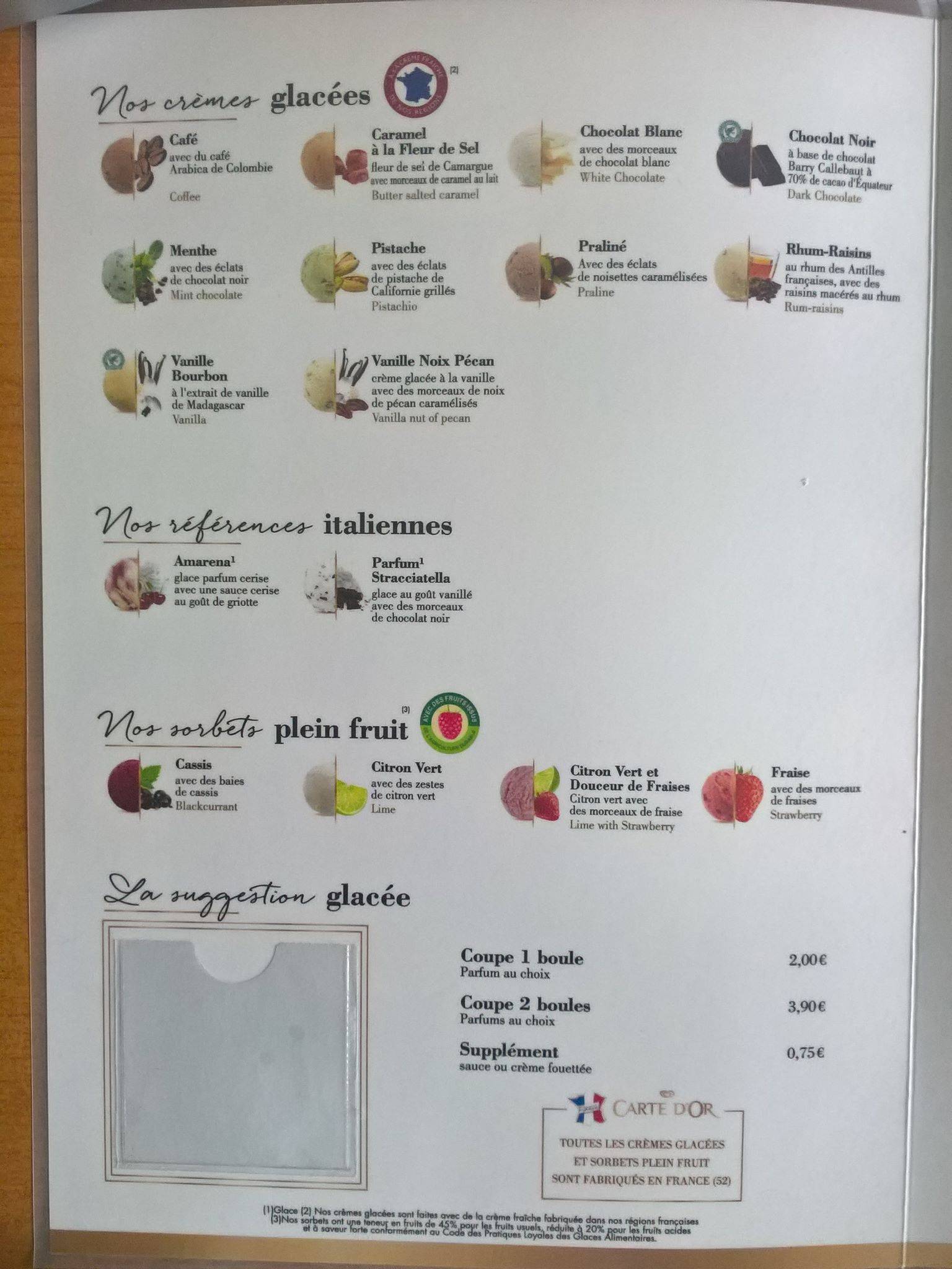 Restaurant Octobre Rouge меню