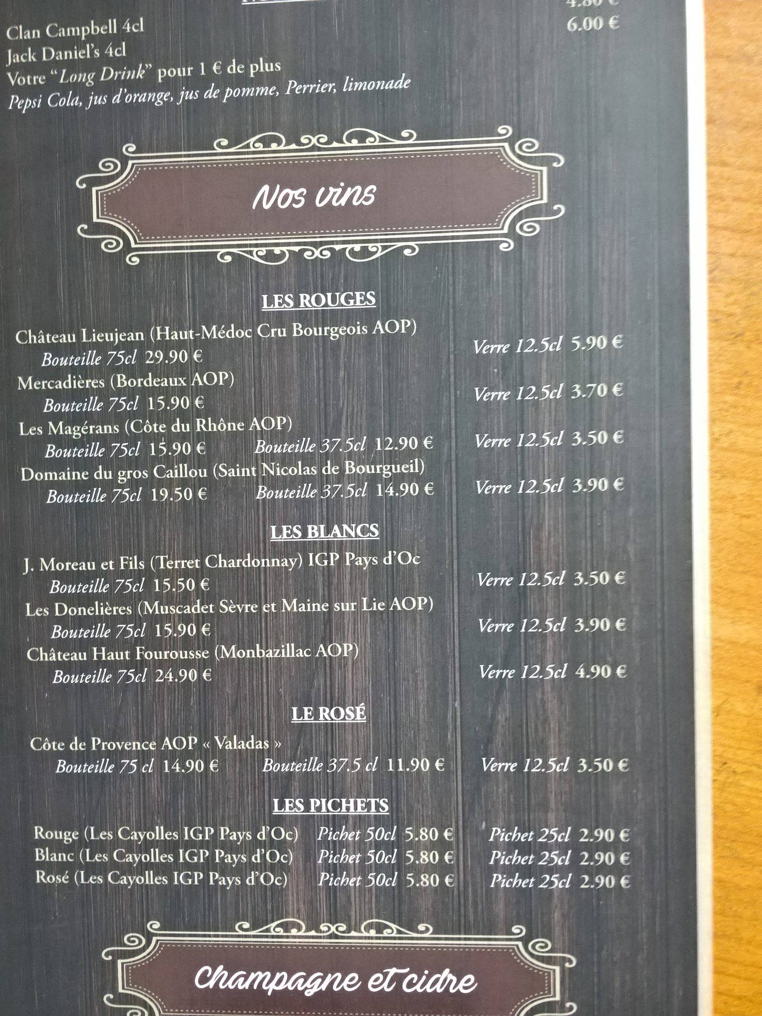 Restaurant Octobre Rouge меню
