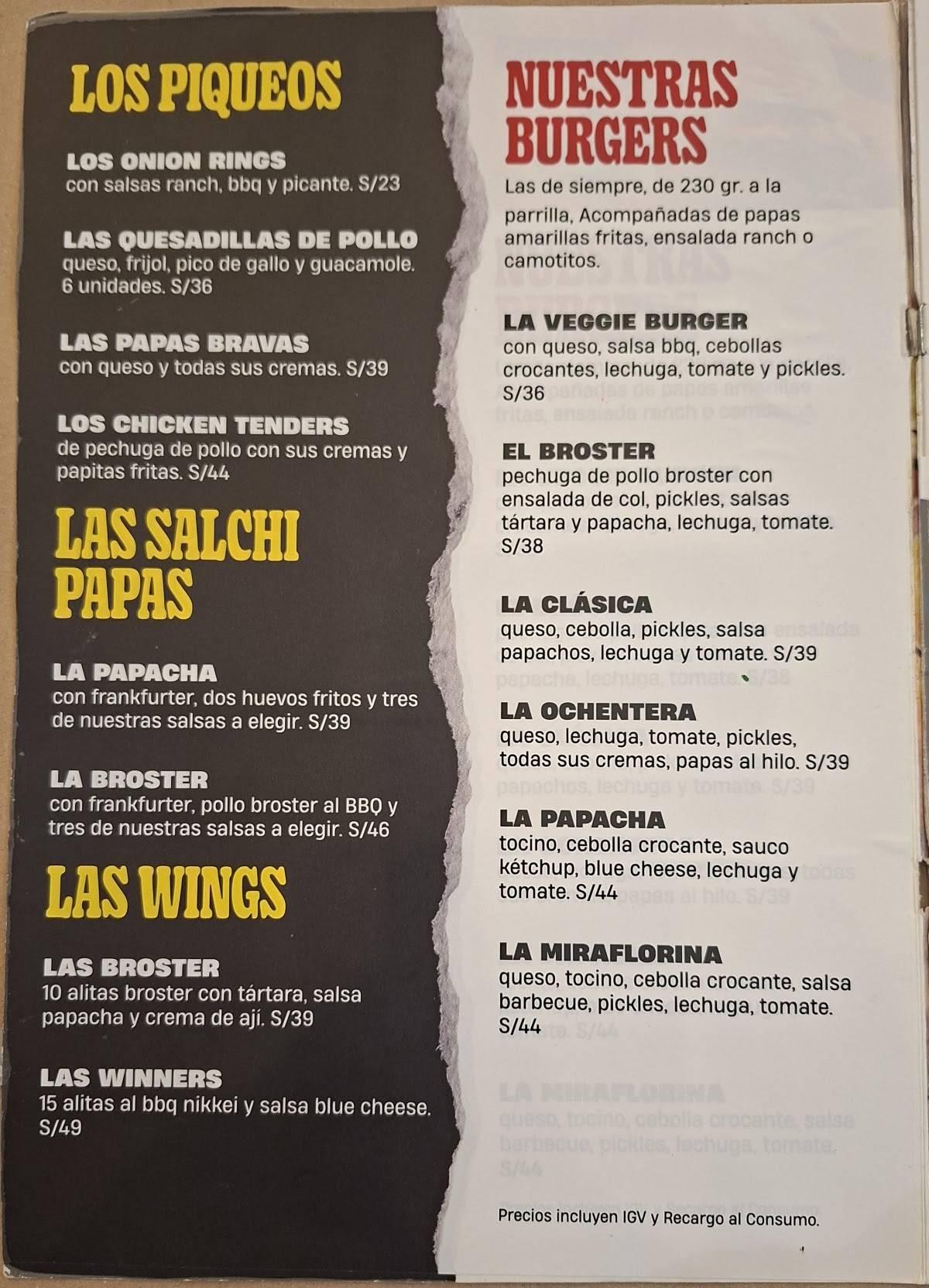 Papacho's меню