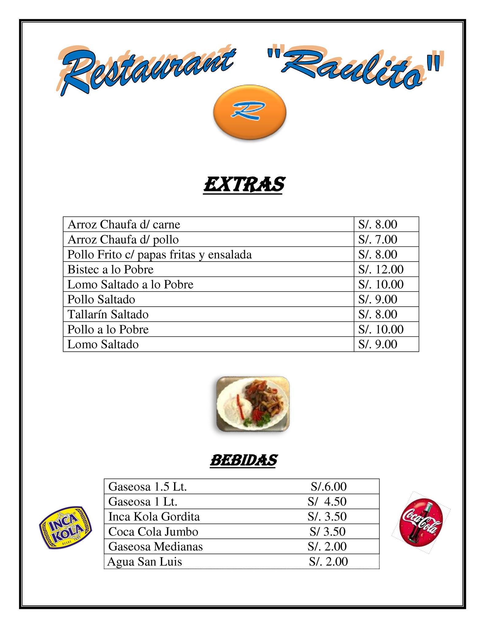 Restaurant Raulito меню