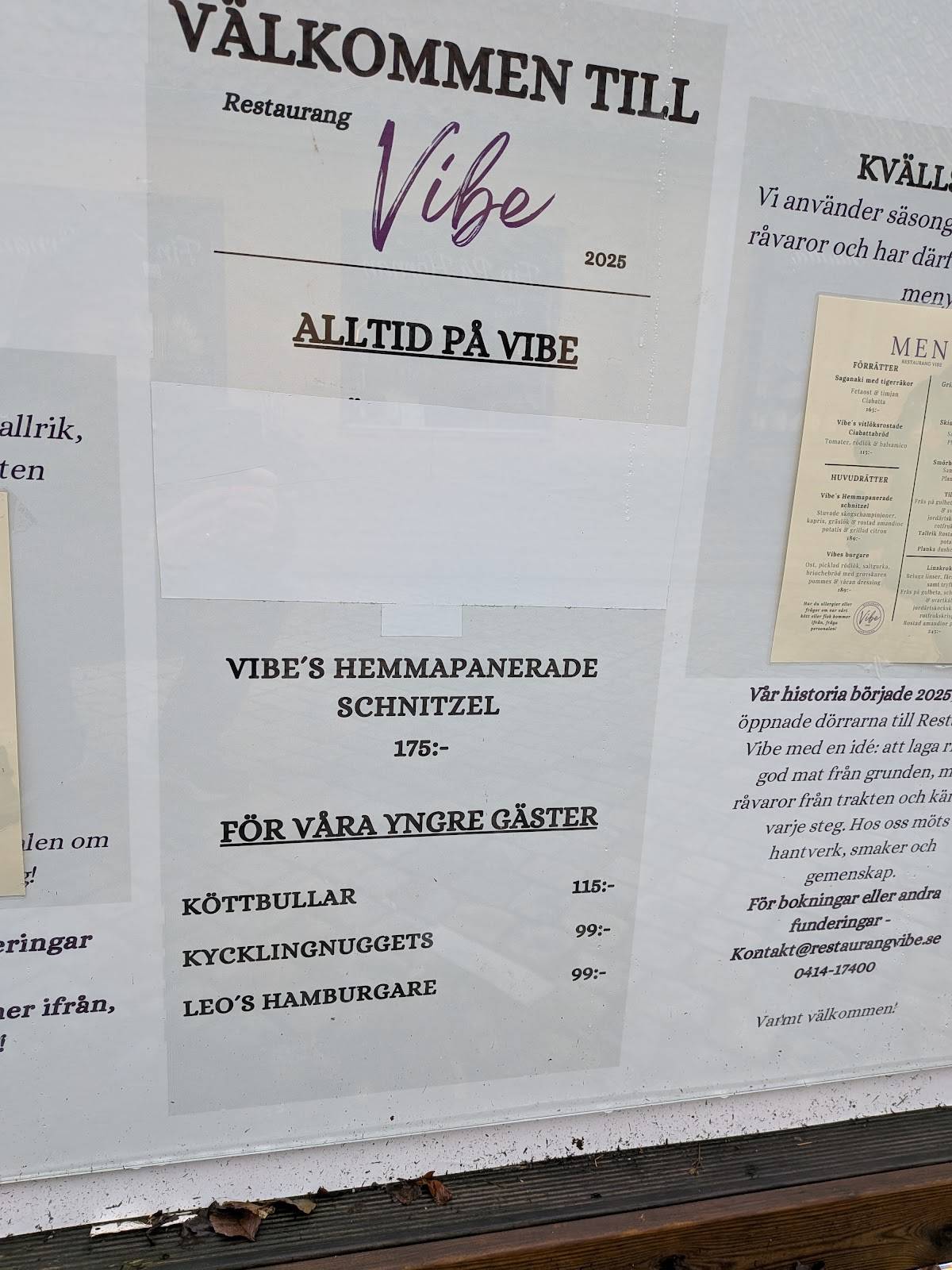 Restaurang Vibe меню