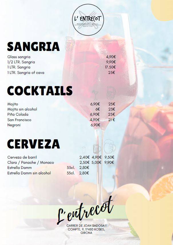 Restaurant L'Entrecot меню