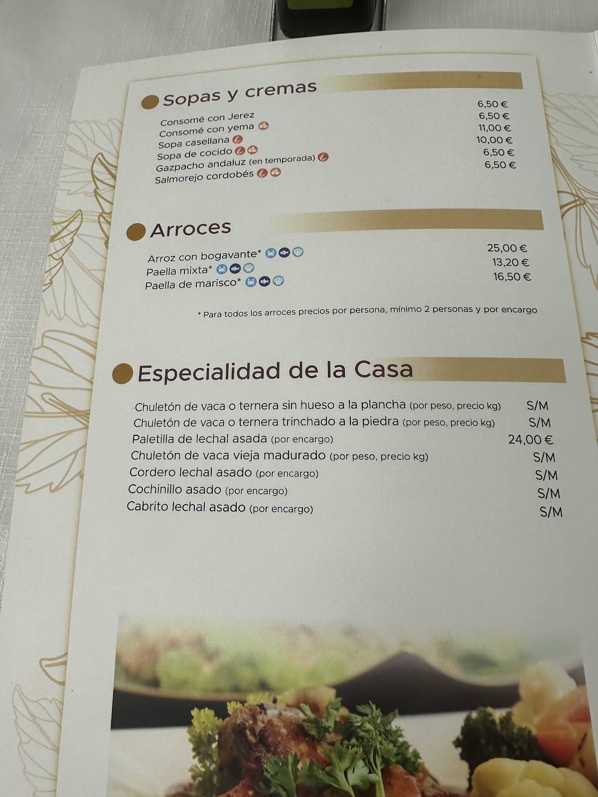 Restaurante Las Dos Castillas меню