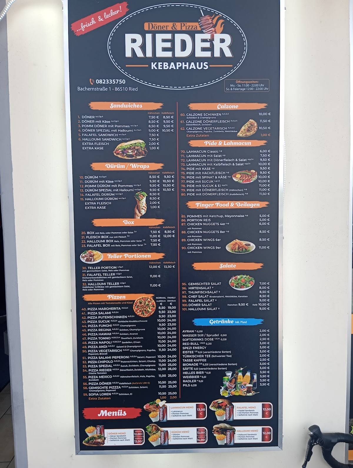 Rieder Kebaphaus меню