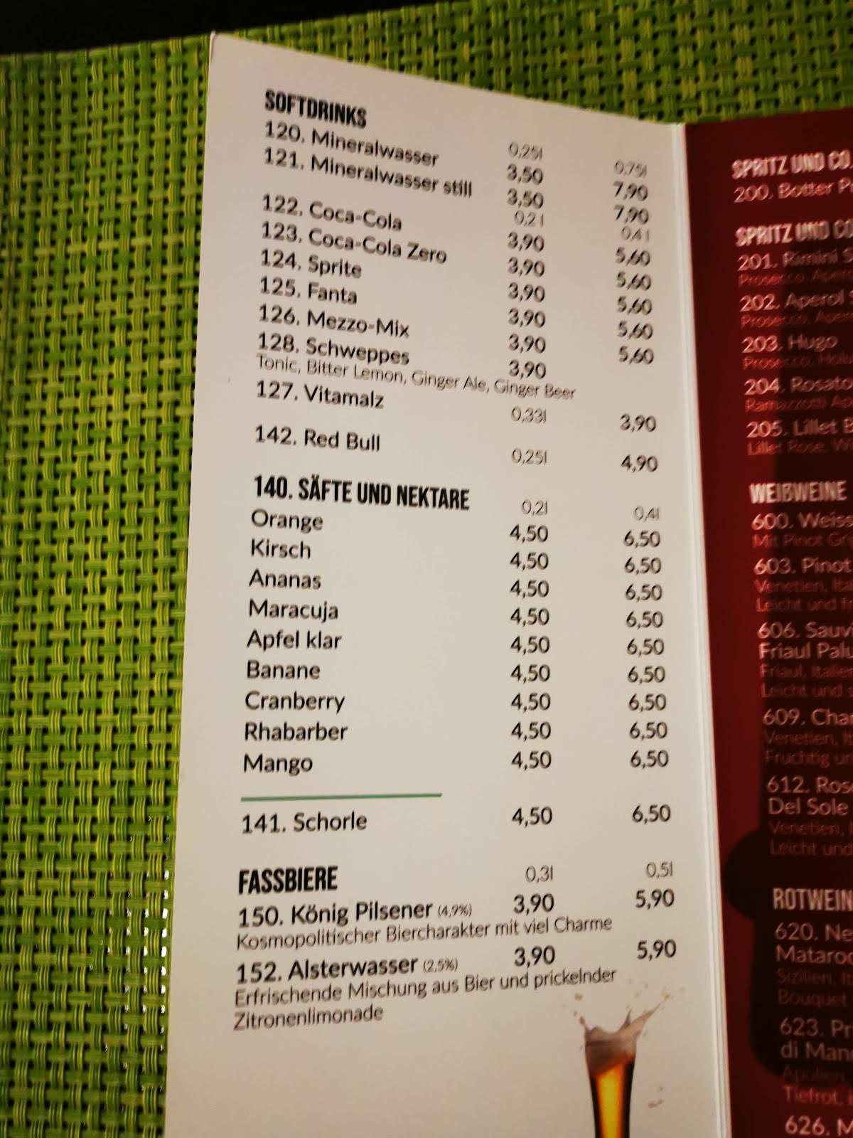 Restaurant Rimini меню