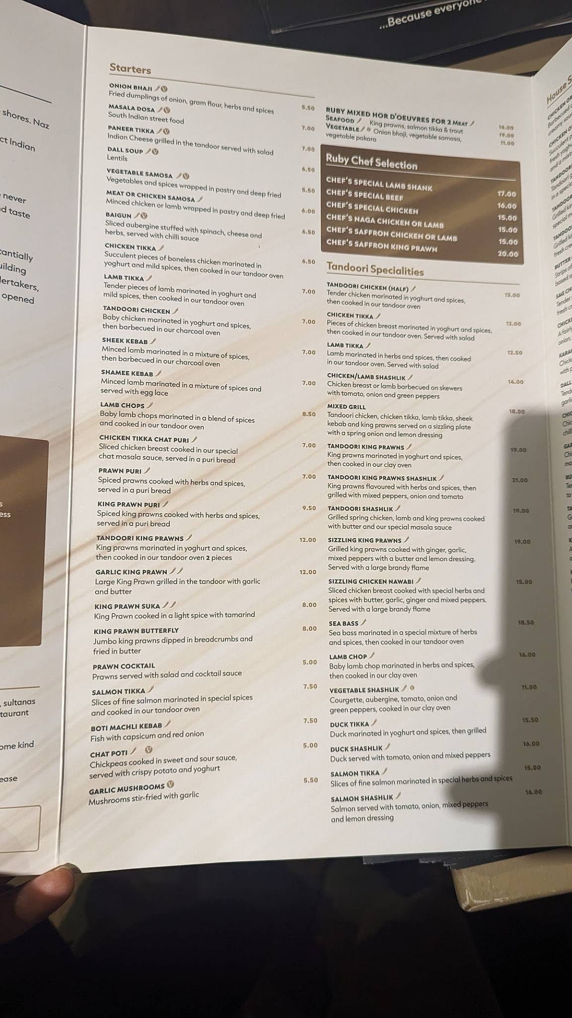 Ruby Indian Restaurant меню