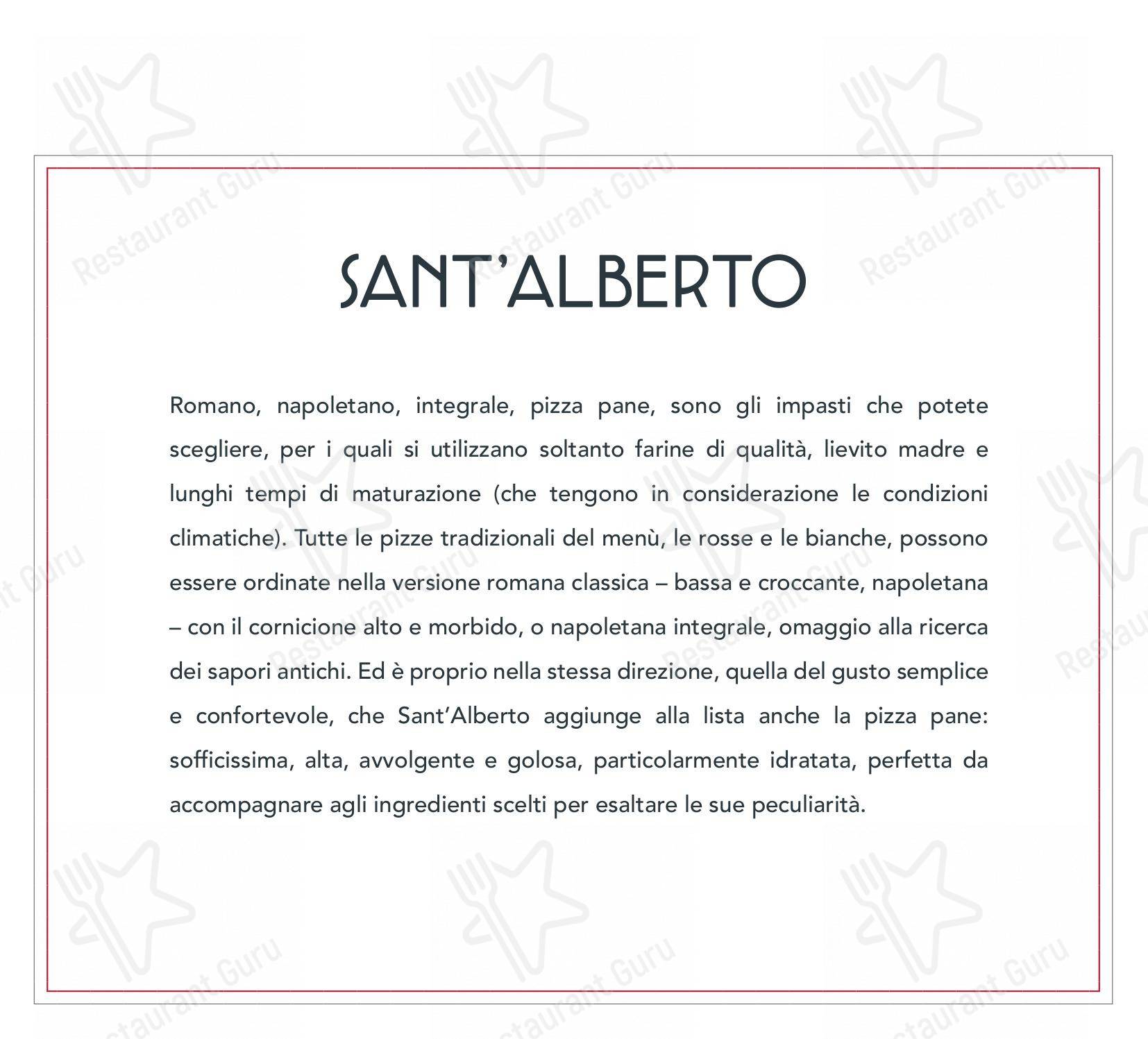 Меню ресторана Sant'Alberto Roma - Dinner Menu